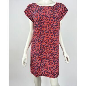 Joie Silk Shift‎ Dress Women L EUC Short Sleeve Scoop Neck Lightweight Cheetah